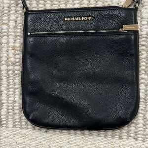 Michael Kors Black Pebbled Leather Small Crossbody with Gold Hardware